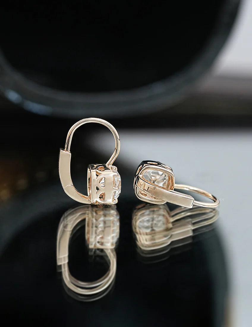 Old Mine Cut Bezel Set Dangle Earrings