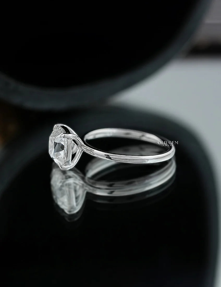 Old Mine Square Cushion Cut Solitaire Ring
