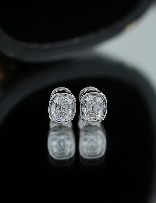 Elongated Old Mine Cut Bezel Stud