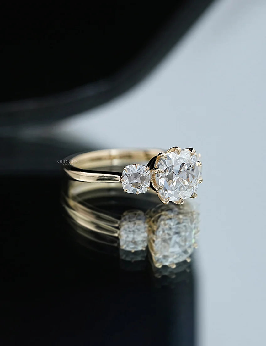 Old Mine Cushion Trilogy Ring