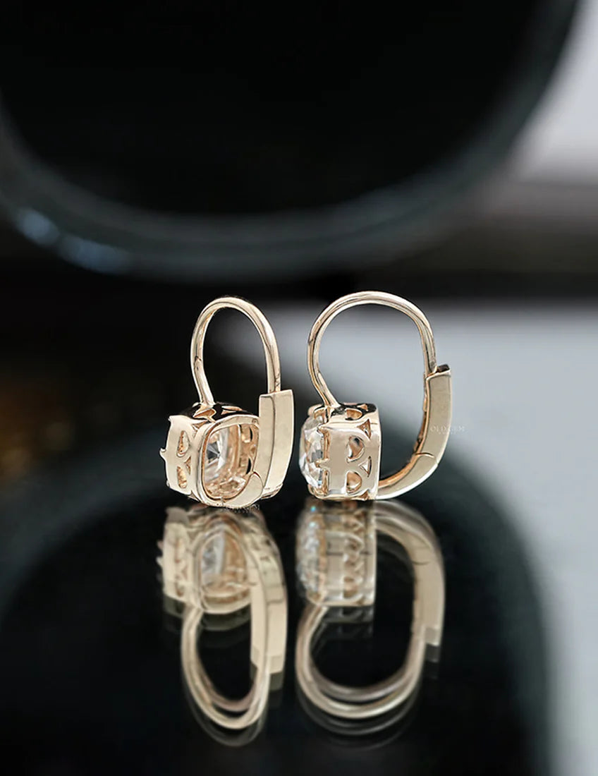 Old Mine Cut Bezel Set Dangle Earrings