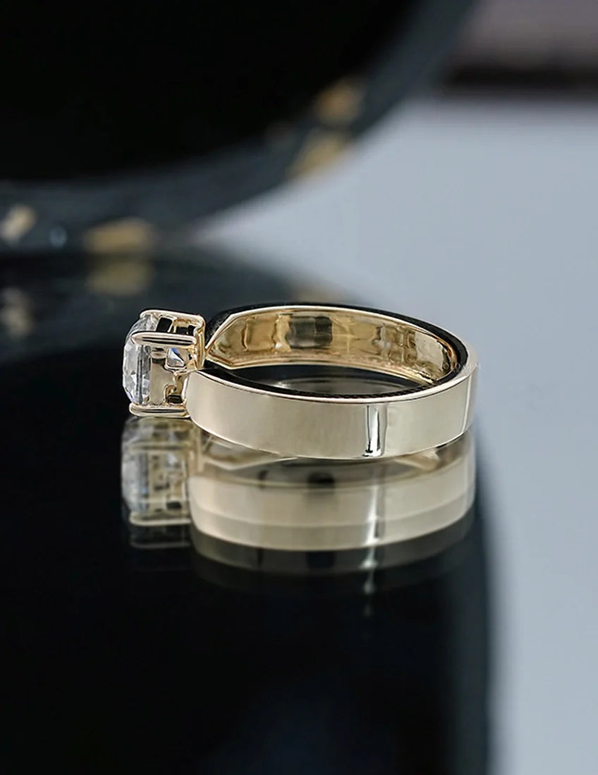 1 CT Vintage Allure Cushion Solo Diamond Ring For Him