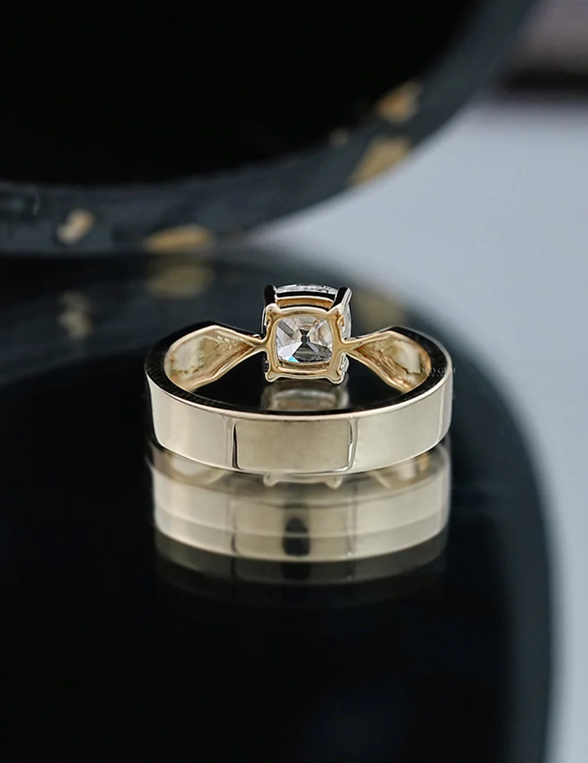 1 CT Vintage Allure Cushion Solo Diamond Ring For Him