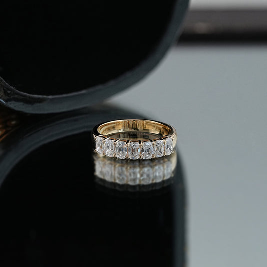Old Mine Cushion Half Eternity Band