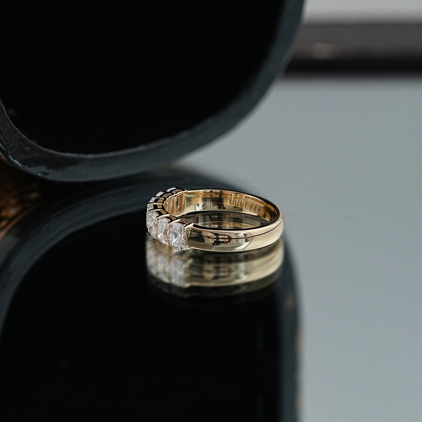 Old Mine Cushion Half Eternity Band