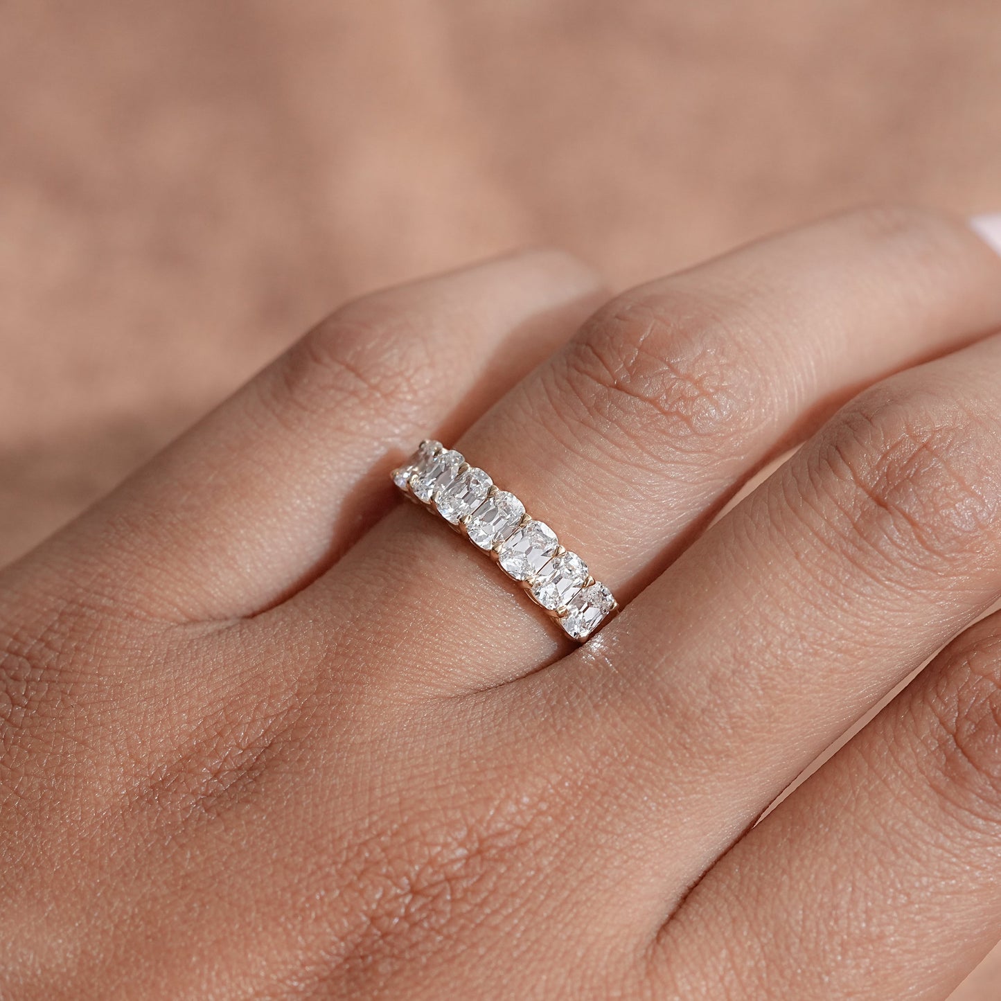 Old Mine Cushion Half Eternity Band