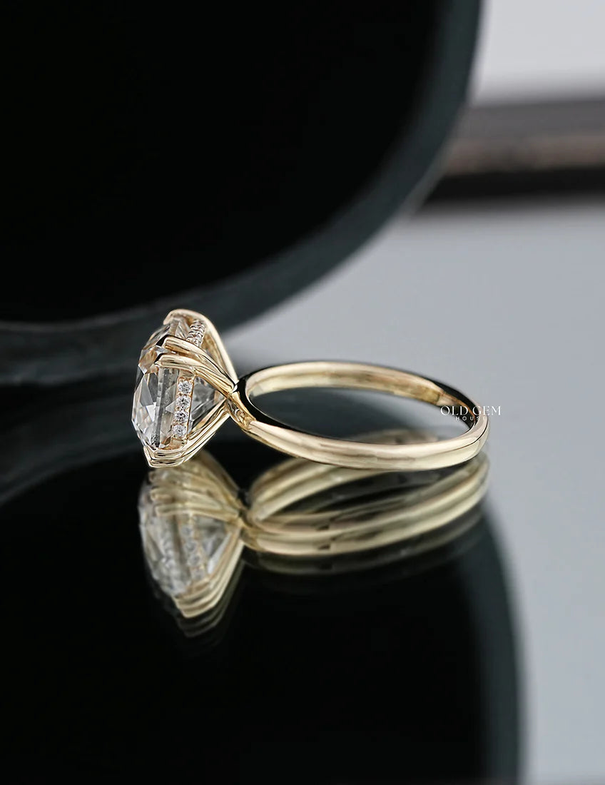 Hidden Halo Square Cushion Solitaire Engagement Ring