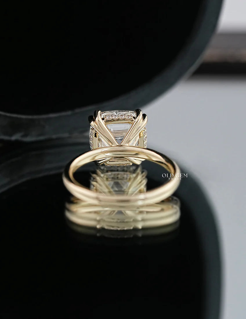 Hidden Halo Square Cushion Solitaire Engagement Ring