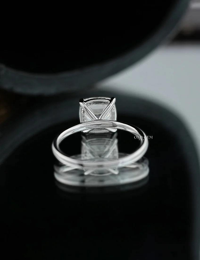 Old Mine Square Cushion Cut Solitaire Ring