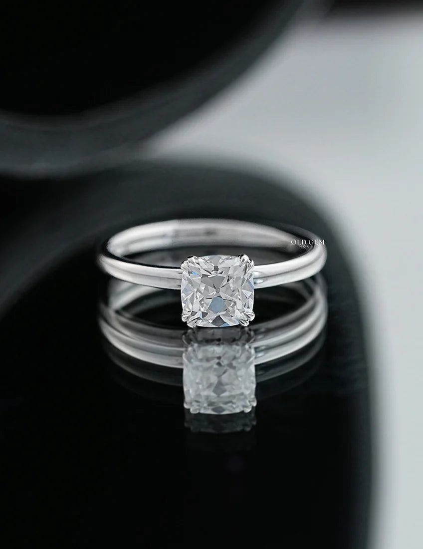 Old Mine Square Cushion Lab Diamond Solitaire Ring