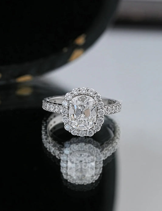 Old Mine Cut Halo Ring