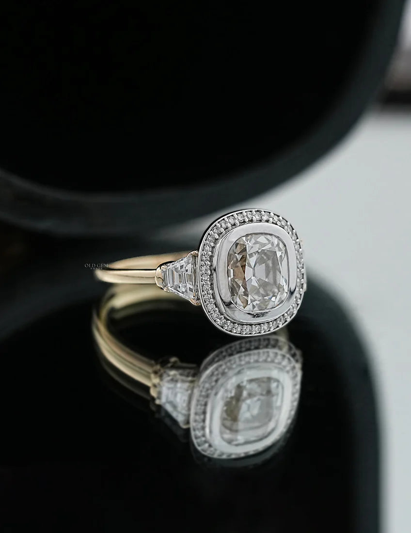 Vintage Allure Cushion Halo Ring